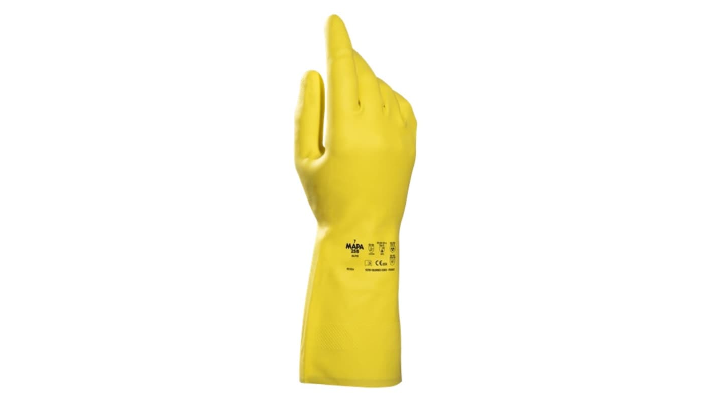 Mapa Alto 258 Yellow Natural Latex Abrasion Resistant, Chemical Resistant Gloves, Size 9