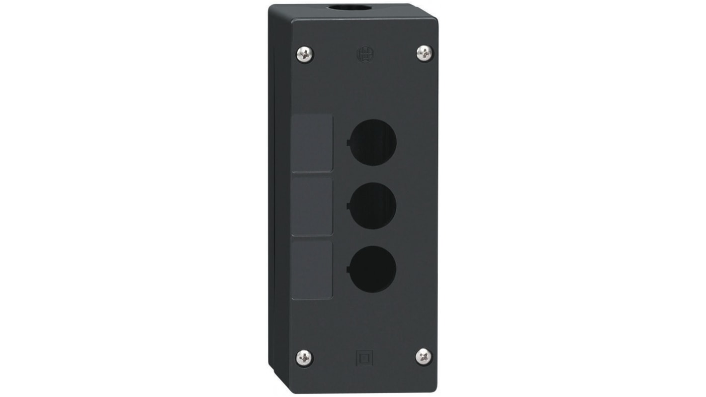 Schneider Electric 三孔按钮盒, Φ22mm孔径, 黑色塑料外壳, 最高+70°C, Harmony XALG系列