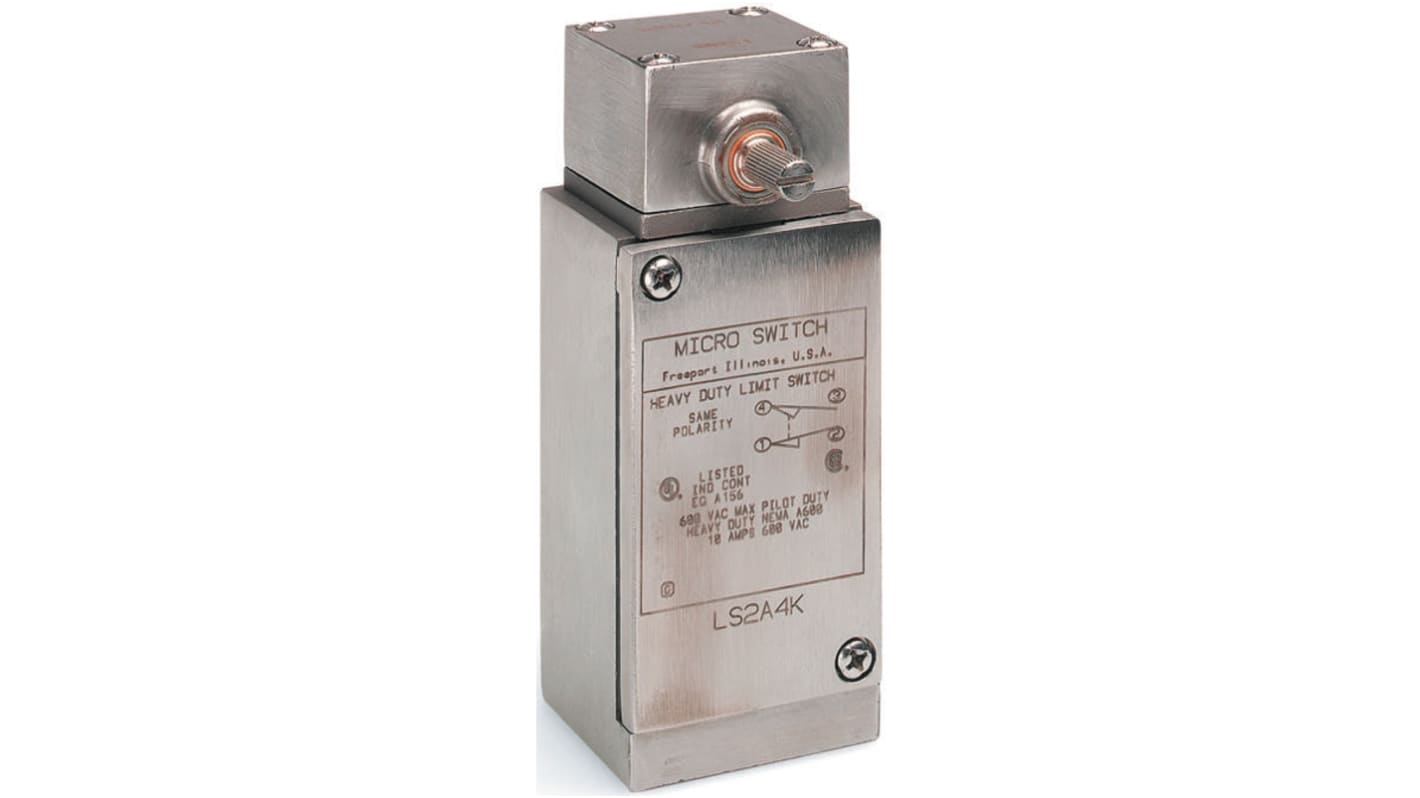 Honeywell HDLS Series Limit Switch, 2NO/2NC, DPDT, Stainless Steel Housing, 600V ac Max, 10A Max
