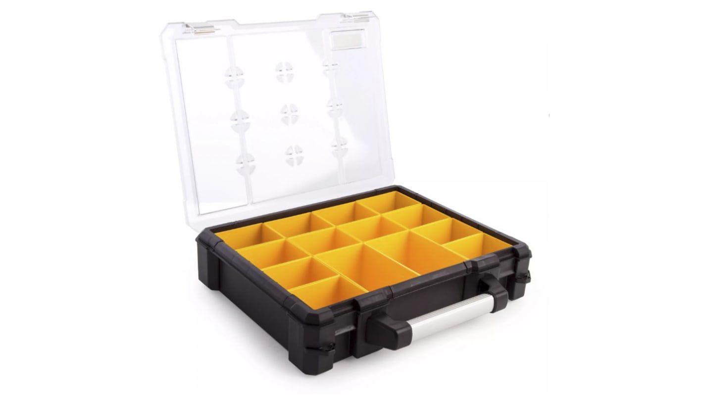 Stanley 14 Cell Transparentaluminium, Adjustable Compartment Box, 110mm x 492mm x 431mm