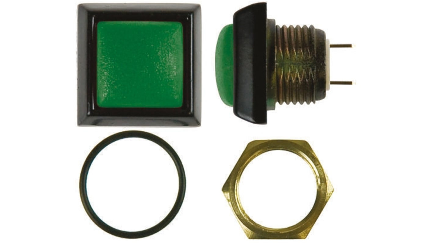 ITW Switches 59 Series Miniature Push Button Switch, Momentary, Panel Mount, 13.65mm Cutout, SPST, Clear LED, 125V ac,