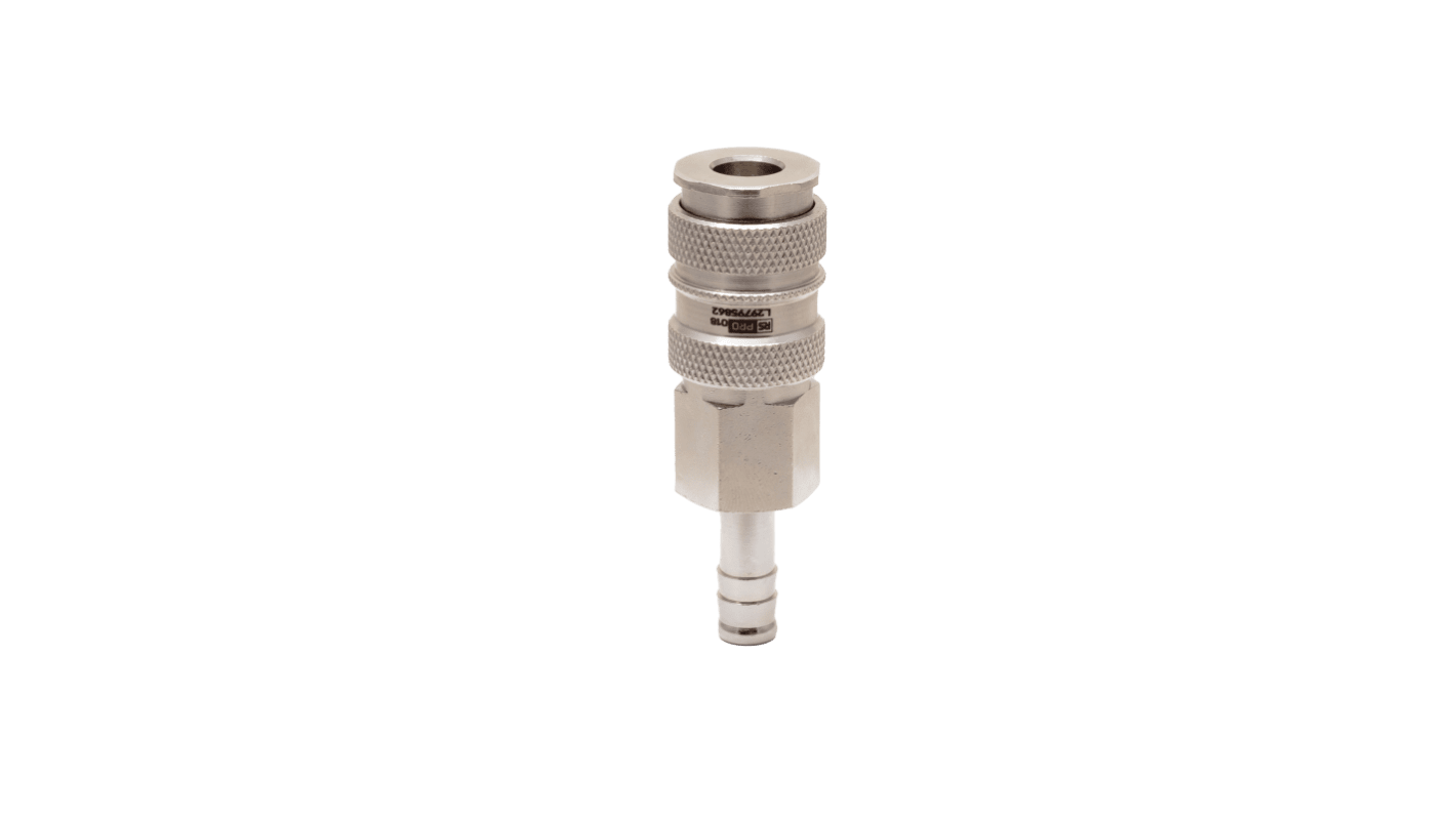 RS PRO Brass, Steel Female Pneumatic Quick Connect Coupling, BSPT 1/4 in Male Threaded