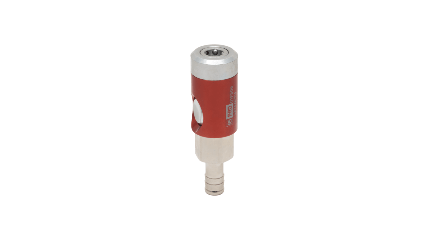 RS PRO Aluminium, Brass, Steel Female Pneumatic Quick Connect Coupling, 10mm Hose Barb