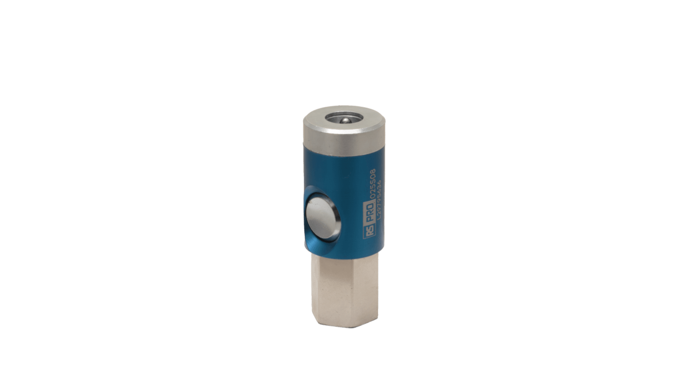 RS PRO Aluminium, Brass, Steel Female Pneumatic Quick Connect Coupling, 1/4 BSP Male Threaded