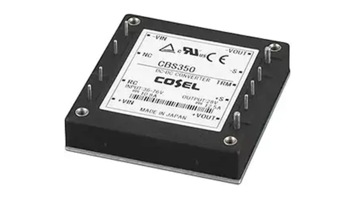 Cosel DC-DC Converter, 12V dc/ 29A Output, 36 → 76 V dc Input, 348W, Through Hole, +100°C Max Temp -40°C Min Temp