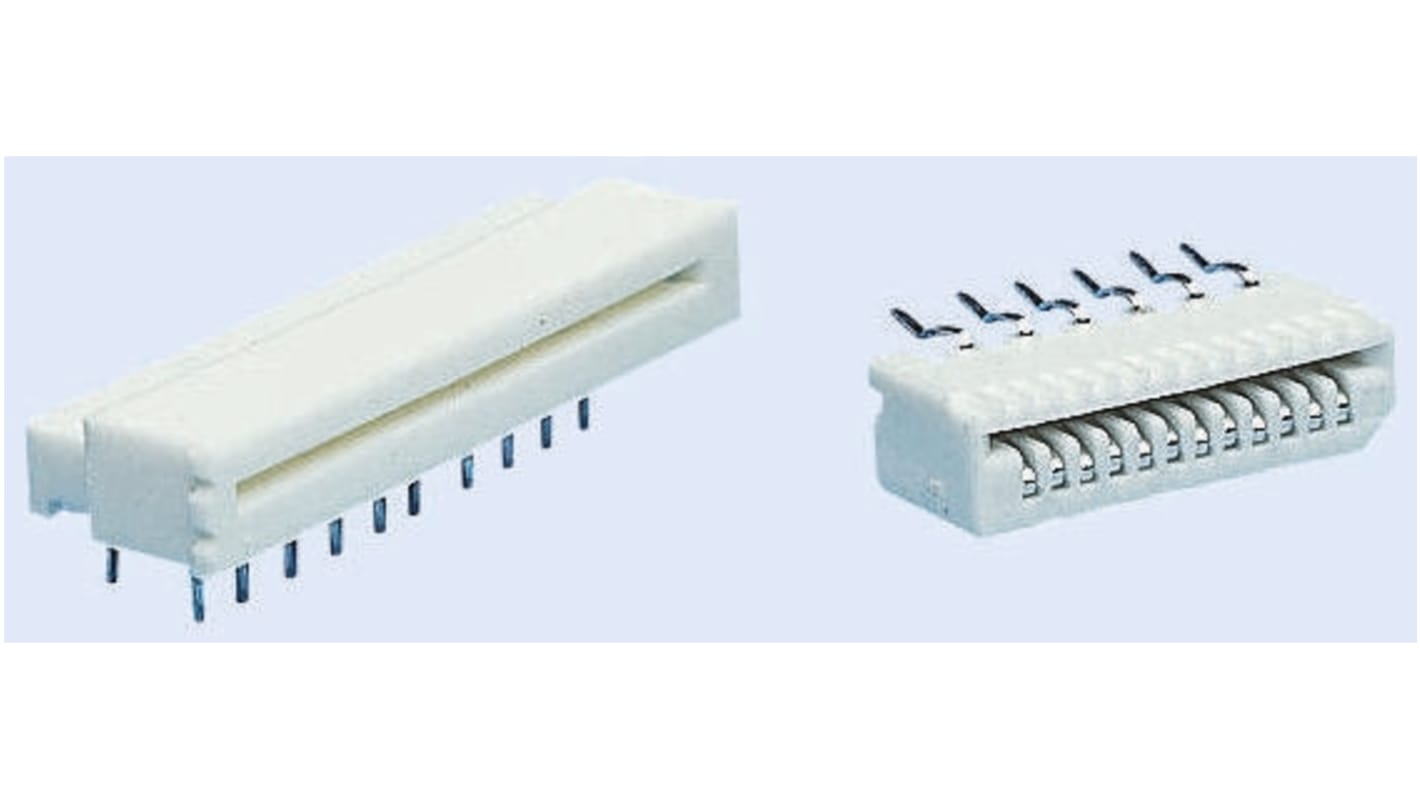 Molex FPC连接器, 母座, 16p, 1.25mm间距, 单排, THT安装, 直角, 1A, 200 V, Easy-On系列