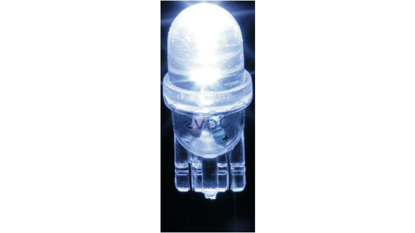 JKL Components LED指示灯泡, 蓝色, V 形灯座, Φ10mm, 28.5mm长, 24V, 20mA