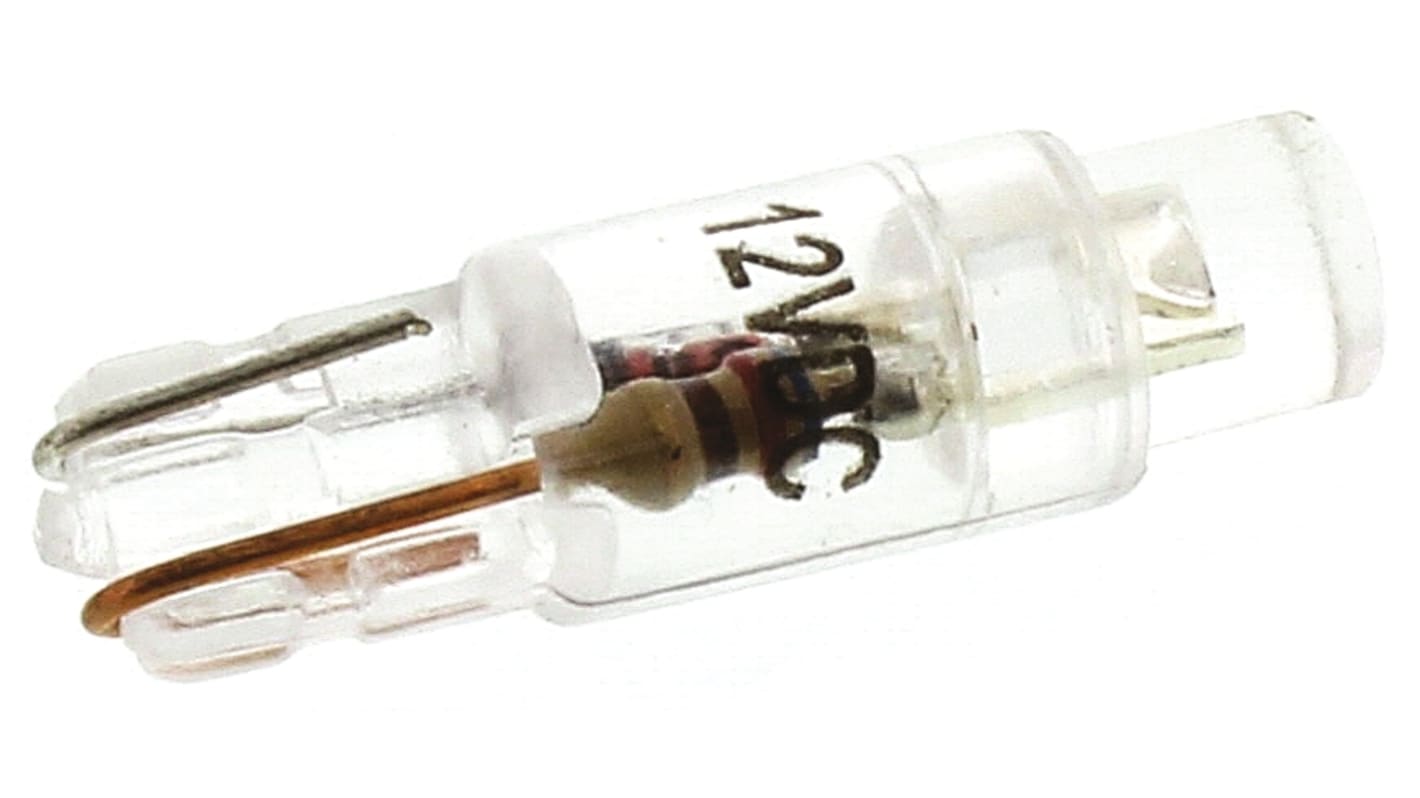 JKL Components LED指示灯泡, 白色, V 形灯座, Φ4.5mm, 20.3mm长, 12V 直流, 15mA