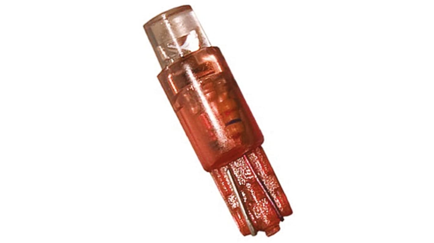 Lampada per indicatori JKL Components, lunga 20.3mm, Ø 4.5mm, 24V, luce color Rosso con Wedge, angolo di vista 95 °