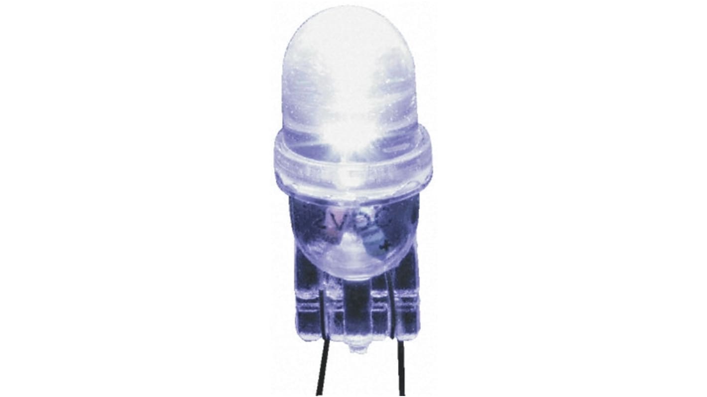 JKL Components LED指示灯泡, 白色, V 形灯座, Φ10mm, 27.5mm长, 12V 直流, 15mA
