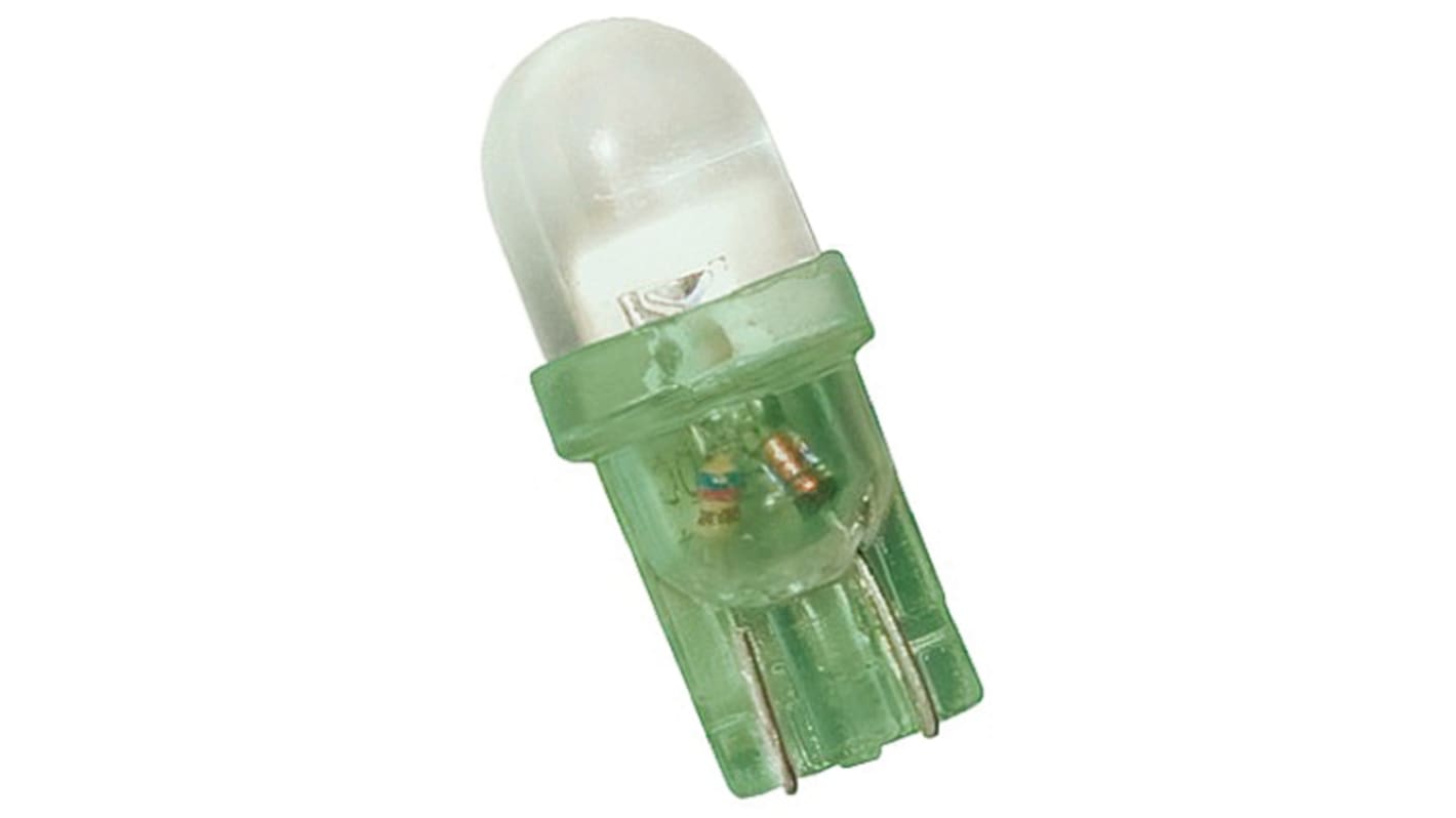 JKL Components LED指示灯泡, 绿色, V 形灯座, Φ10mm, 28.5mm长, 24V, 20mA