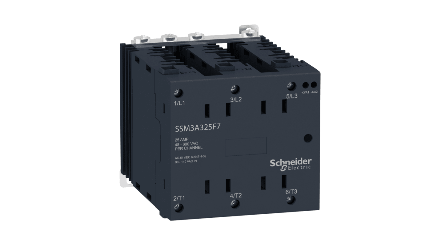 Schneider Electric Harmony Relay Series Solid State Relay, 25 A Load, DIN Rail Mount, 600 Vrms Load, 280 Vrms Control
