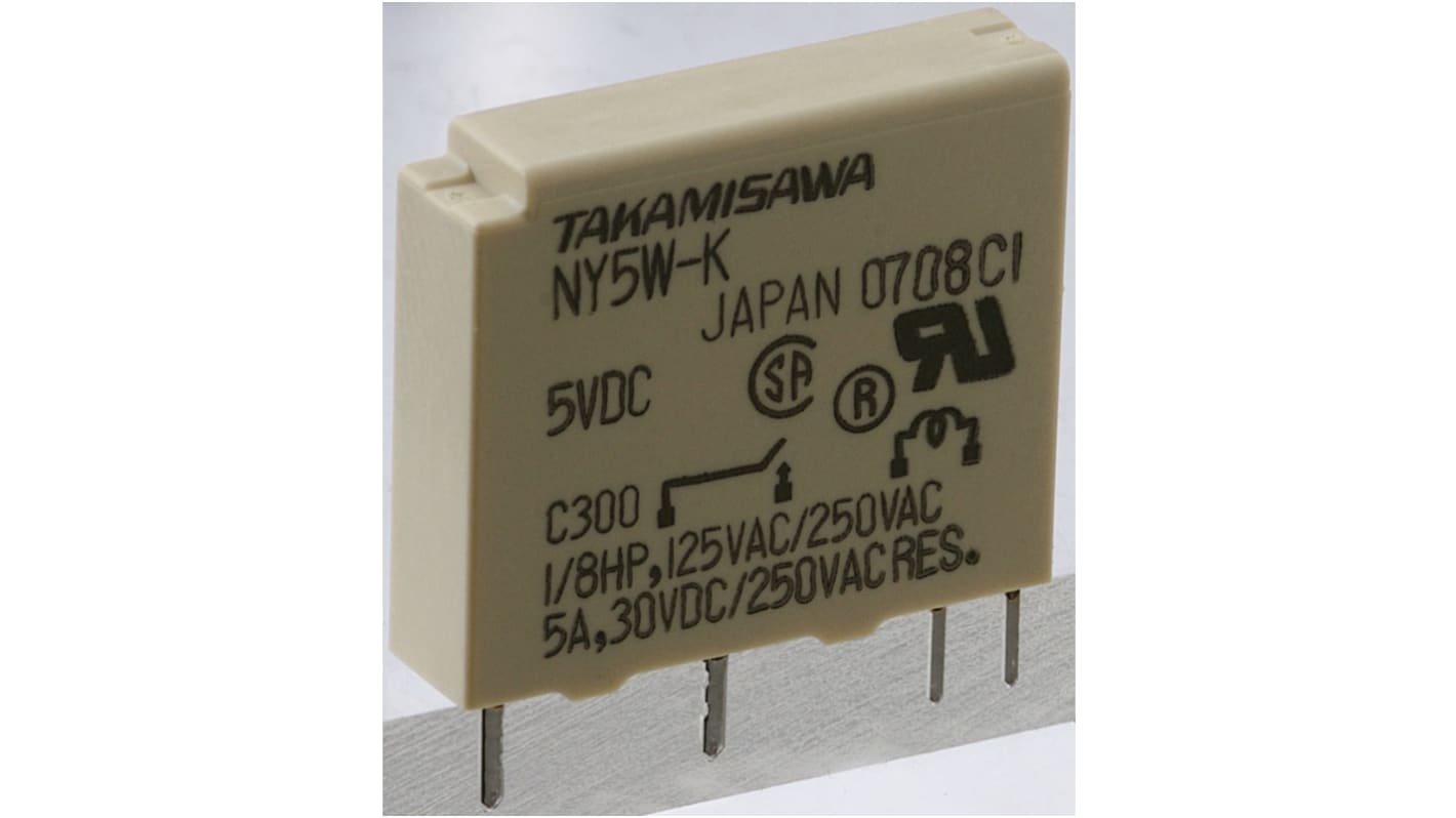 NY-5W-K-IE | Fujitsu パワーリレー, 5V dc, SPST, 基板実装 | RS