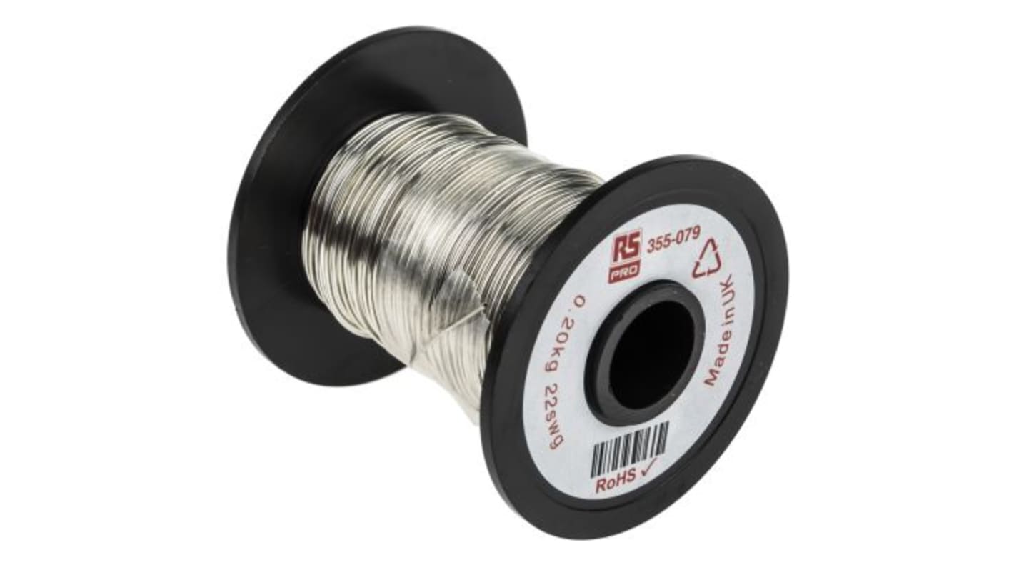 RS PRO Kupferdraht verzinnt Ø 0.71mm / 0,4 mm² 21 AWG, Spule 50.9m