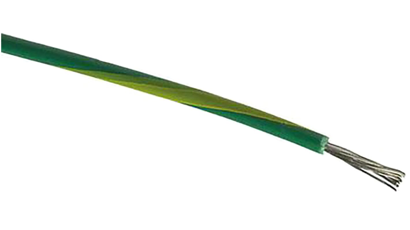 RS PRO Green/Yellow 4mm² Hook Up Wire, 11 AWG, 7/0.85 mm, 100m, PVC Insulation