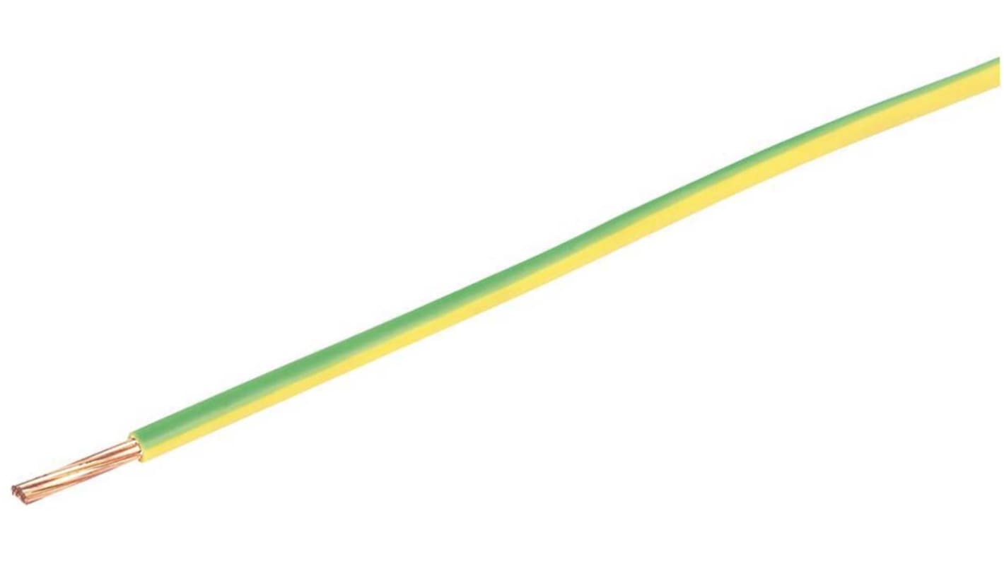 Prysmian 6491B Series Green/Yellow 4 mm² Hook Up Wire, 7/0.85 mm, 100m