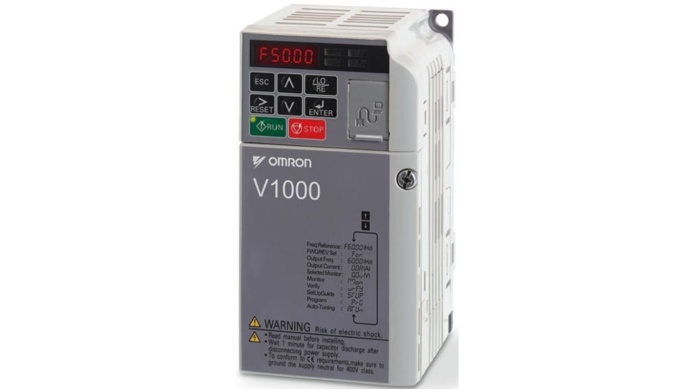 Variador de frecuencia Omron serie V1000, 7,5 kW, 400 V ac, 3 fases, 23 A, 0.1 → 400Hz, IP20, Profibus