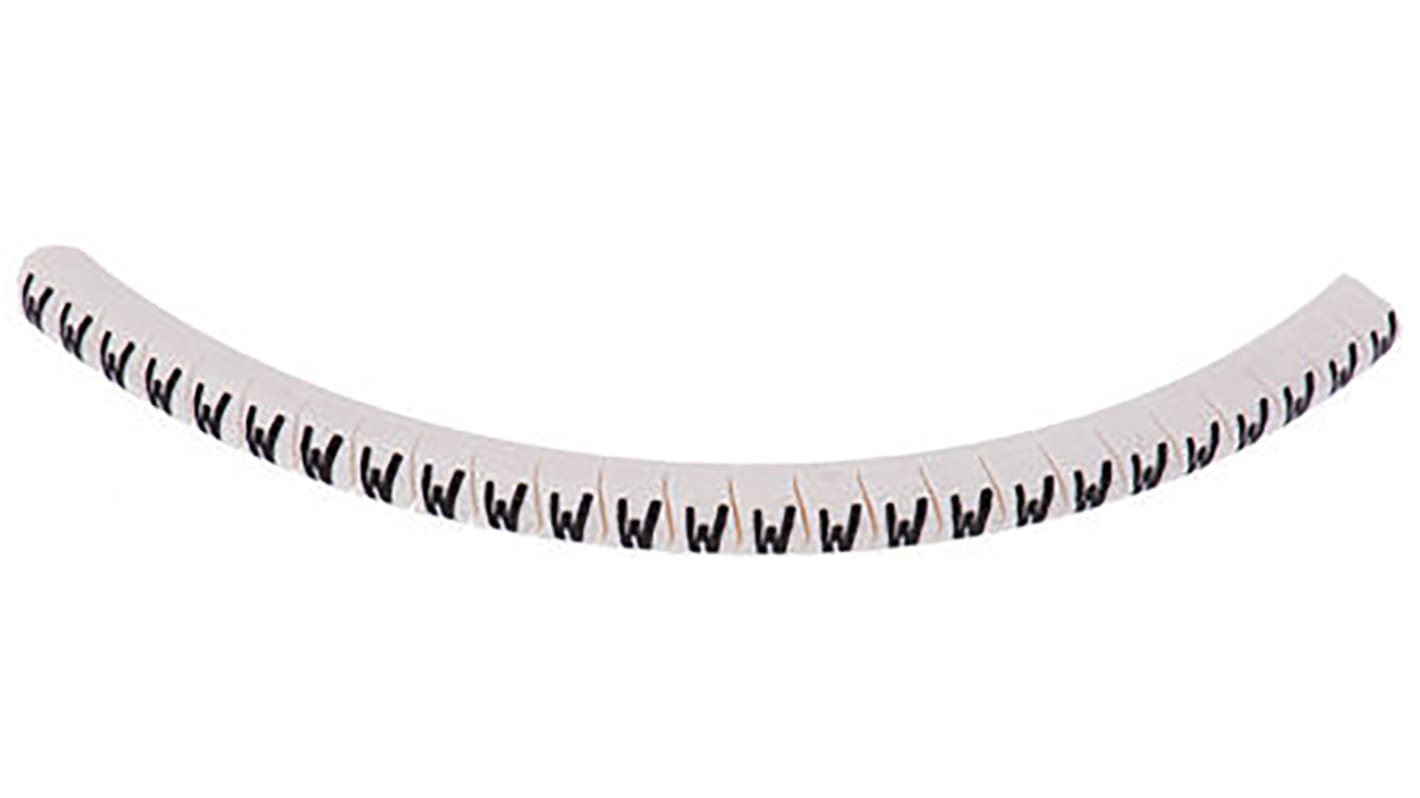HellermannTyton Helagrip Slide On Cable Markers, Black on White, Pre-printed "W", 1 → 3mm Cable