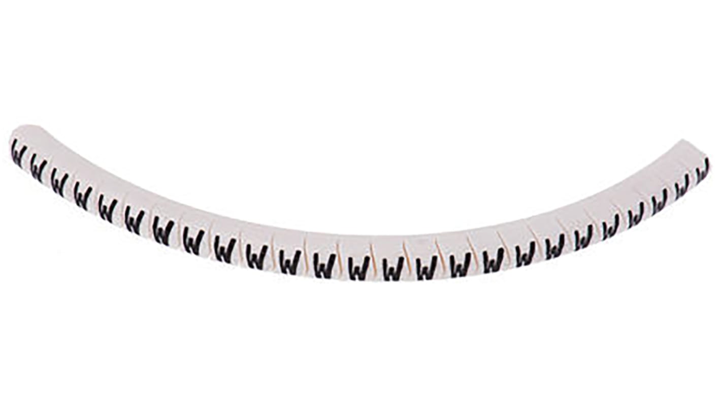 HellermannTyton Helagrip Slide On Cable Markers, Black on White, Pre-printed "W", 1 → 3mm Cable, 901-10282