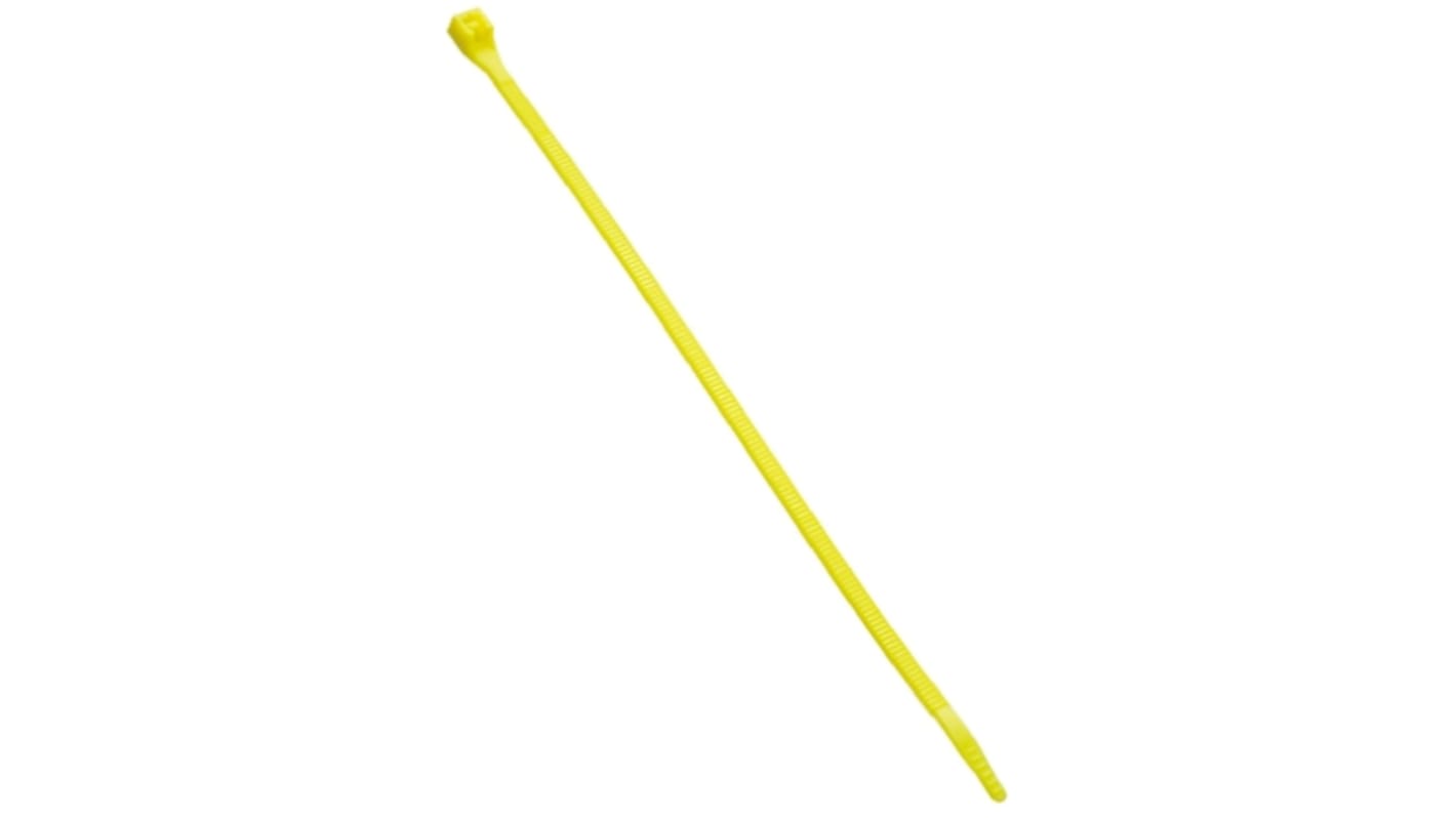 HellermannTyton Cable Tie, Releasable, 195mm x 4.7 mm, Yellow Polyamide 6.6 (PA66), Pk-25