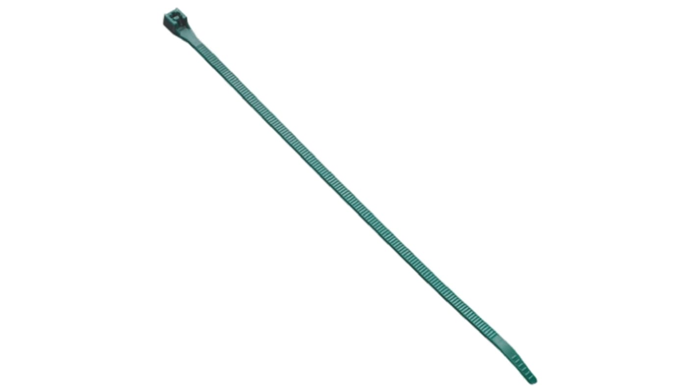 Brida HellermannTyton LR55 de Poliamida 6,6 (PA66) Verde, 195mm x 4,7 mm, Reutilizable