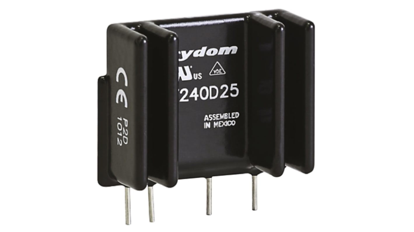 Relè a stato solido PF240D25R, Montaggio su circuito stampato, 25 A, 280 V rms, Istantaneo, SPST