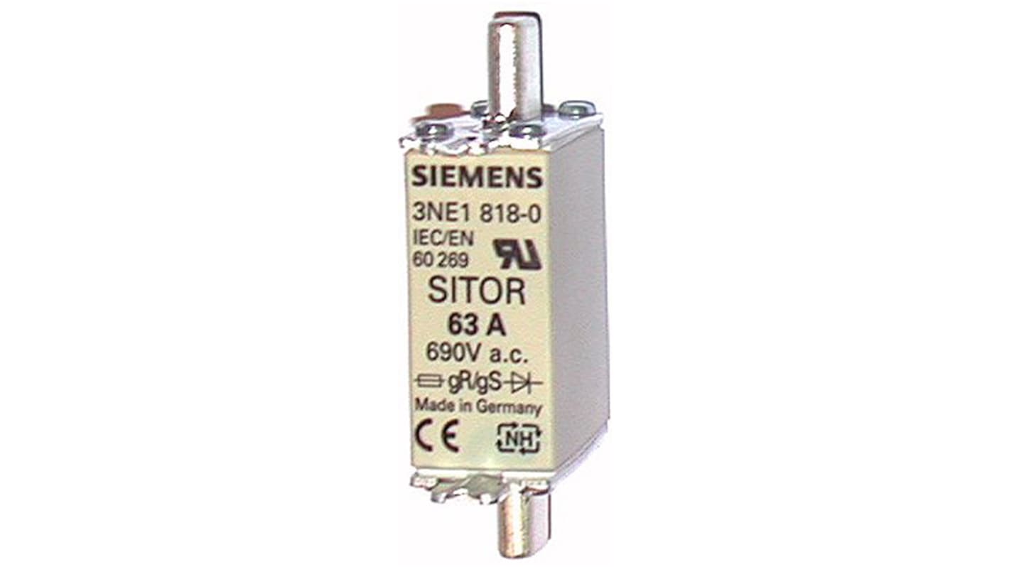 Siemens 63A Centred Tag Fuse, NH000, 690V ac