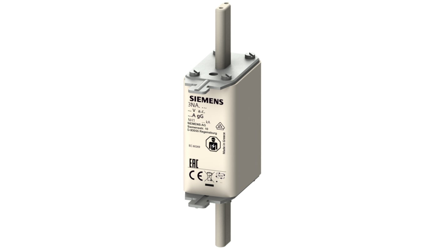 Siemens NH 熔断器, 80A, 500V 交流, NH1尺寸, 主体长75mm, 总长137mm, gG类应用, 中心方向插片, 高分断能力
