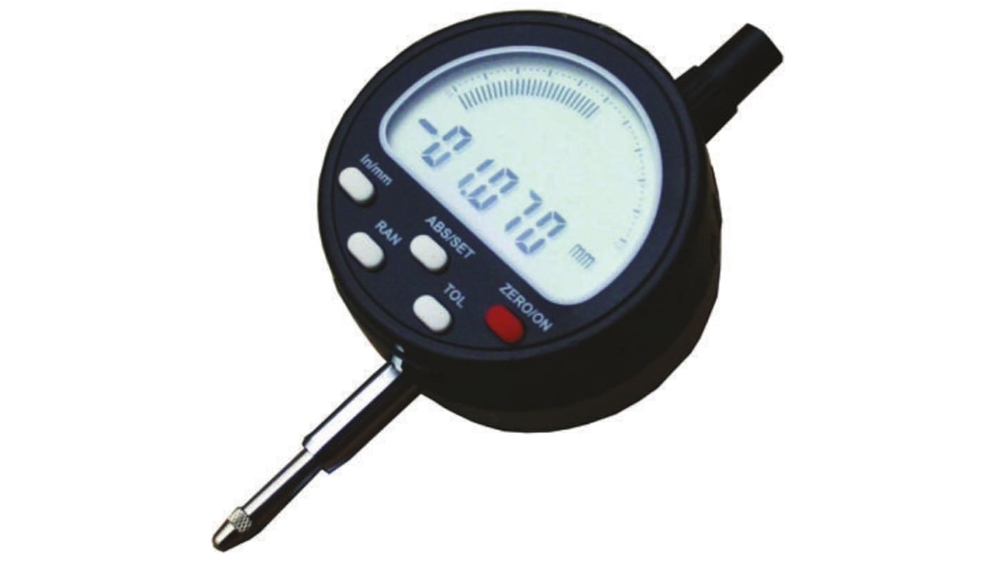 RS PRO Imperial/Metric Dial Indicator, 0 → 12.7 mm Measurement Range, 0.005 mm Resolution , ±0.015 mm Accuracy