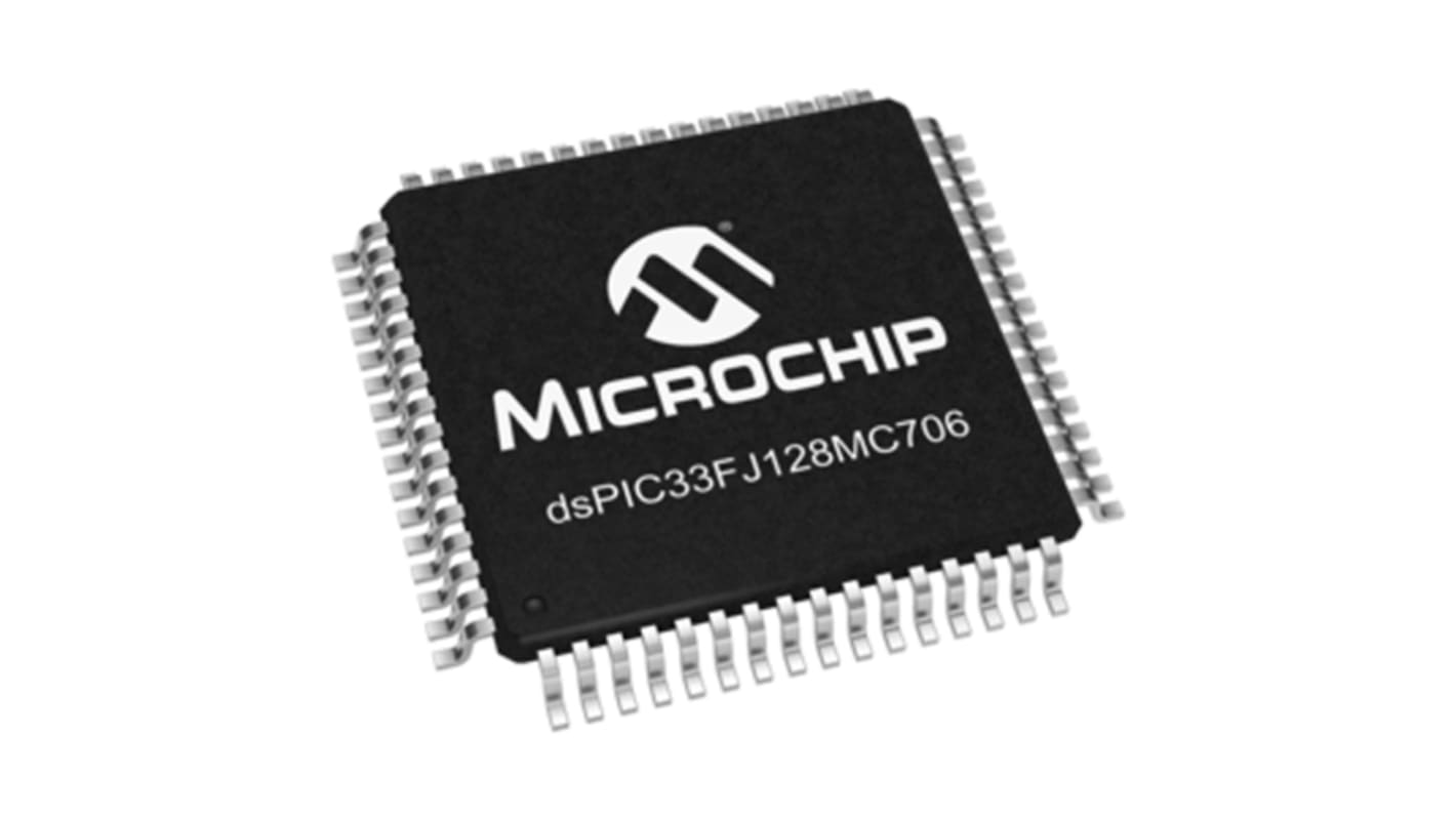 Microchip Digitaler Signalprozessor 16bit 40MHz 16 KB 128 KB Flash TQFP 64-Pin 16-Kanal x 10 Bit, 16-Kanal x 12 Bit ADC