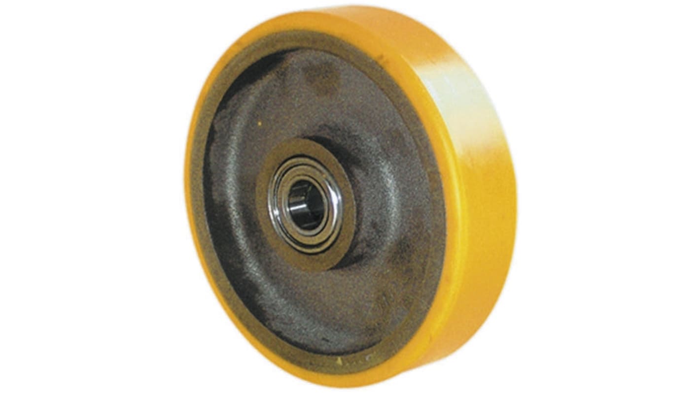 Kółko do wózka, Lite, Poliuretan, Szary, Żółty, obc.: 1200kg, śred.: 250mm, szer.: 50mm