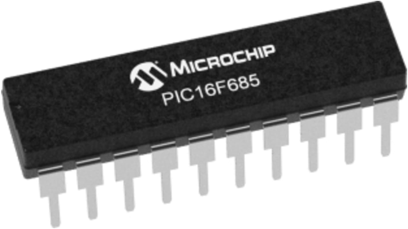 Microcontrolador Microchip PIC16F685-I/P, núcleo PIC de 8bit, RAM 256 B, 20MHZ, PDIP de 20 pines