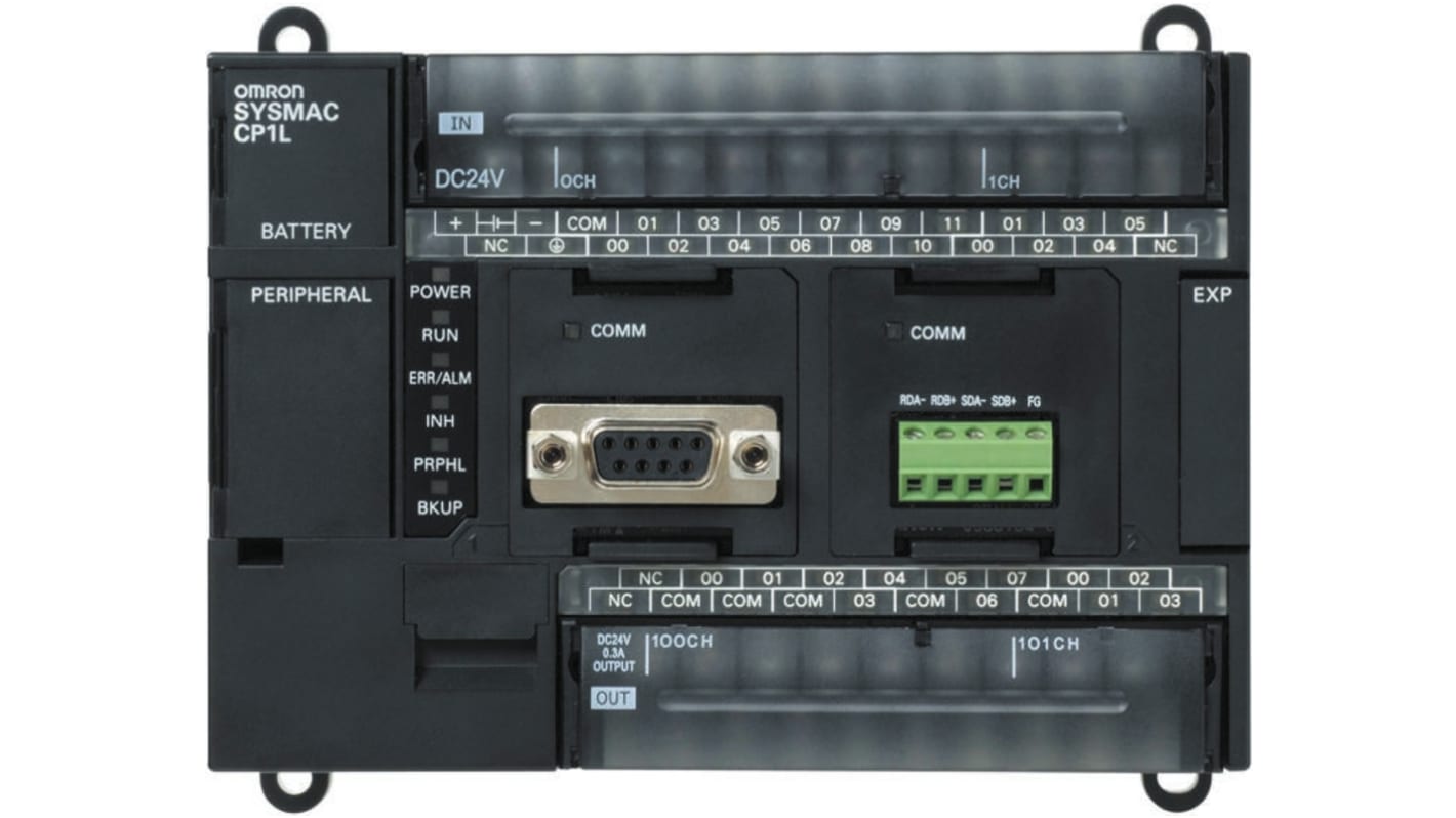 Rs-Online CPU PLC Omron CP1L ingressi: 18 (cc) uscite: 12 (Transistor) 30 I/O 20 4 → 26 4 V c.c