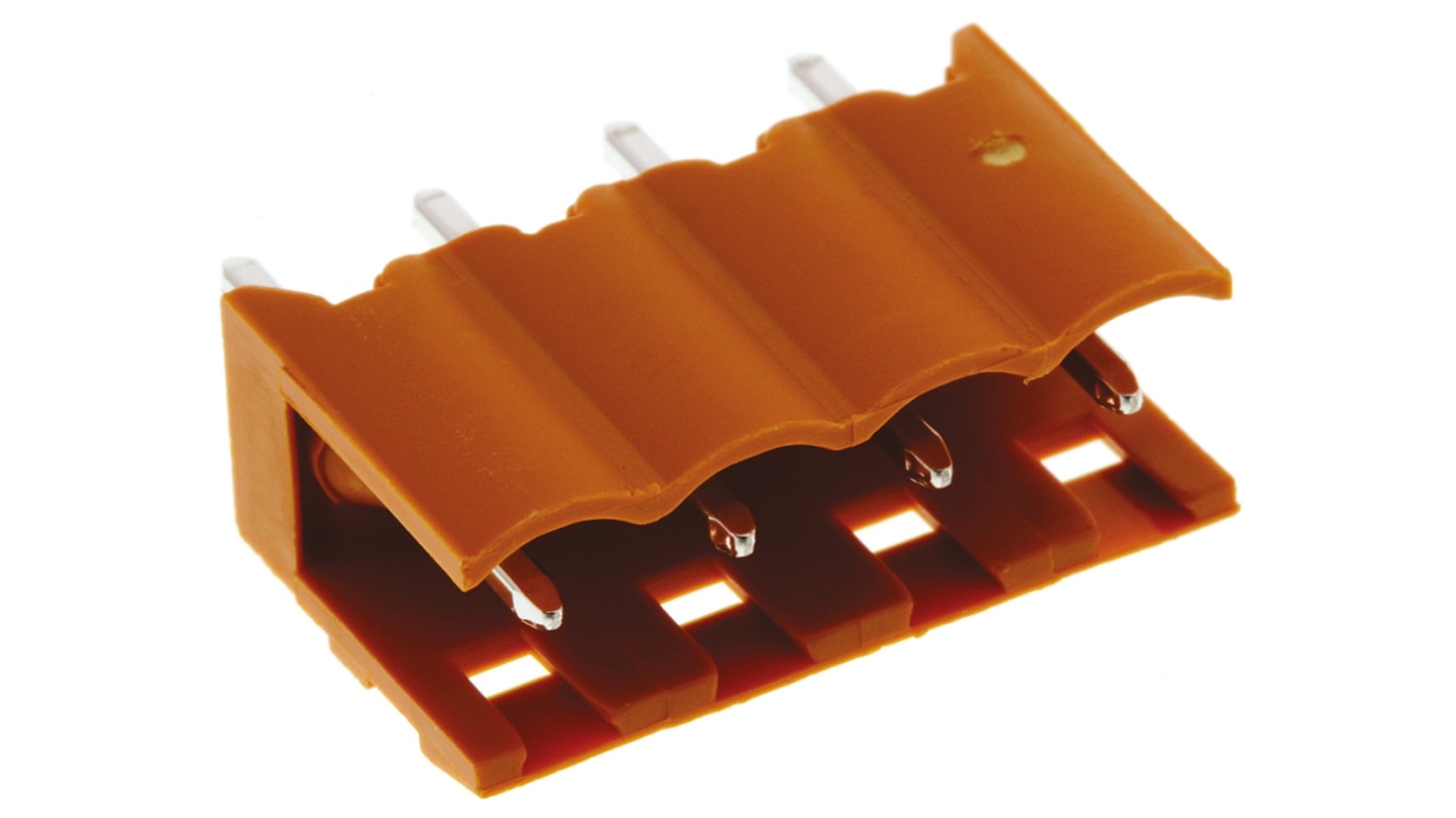 Weidmuller 5.08mm Pitch 4 Way Pluggable Terminal Block, Header, Through Hole, Solder Termination