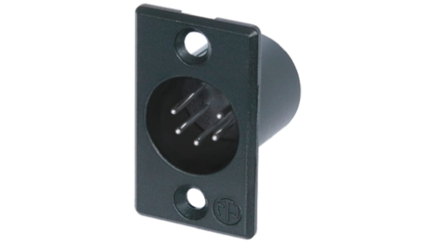 Neutrik 五芯卡侬头公插, 面板安装, 50 V, 7.5A, 直向