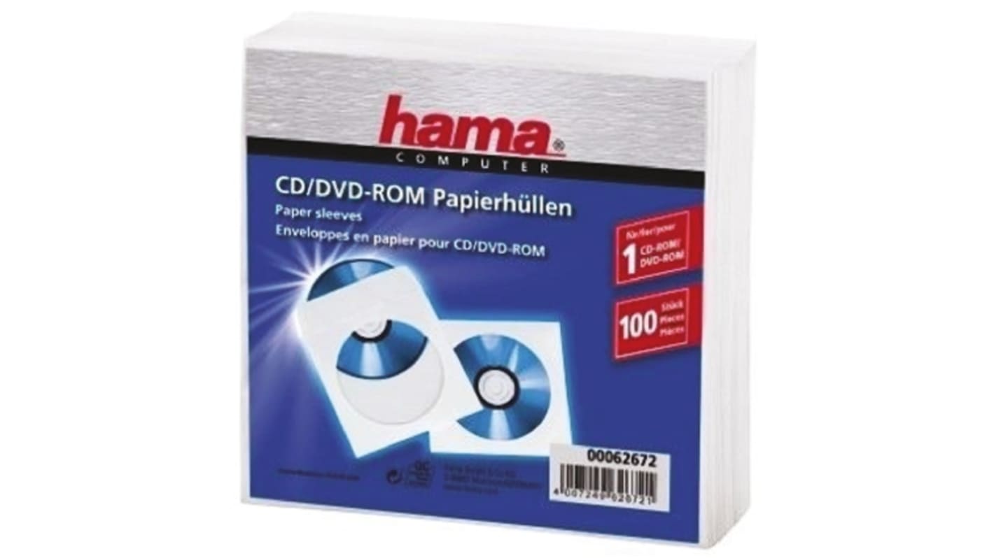 Hama White CD Sleeves, Quantity100