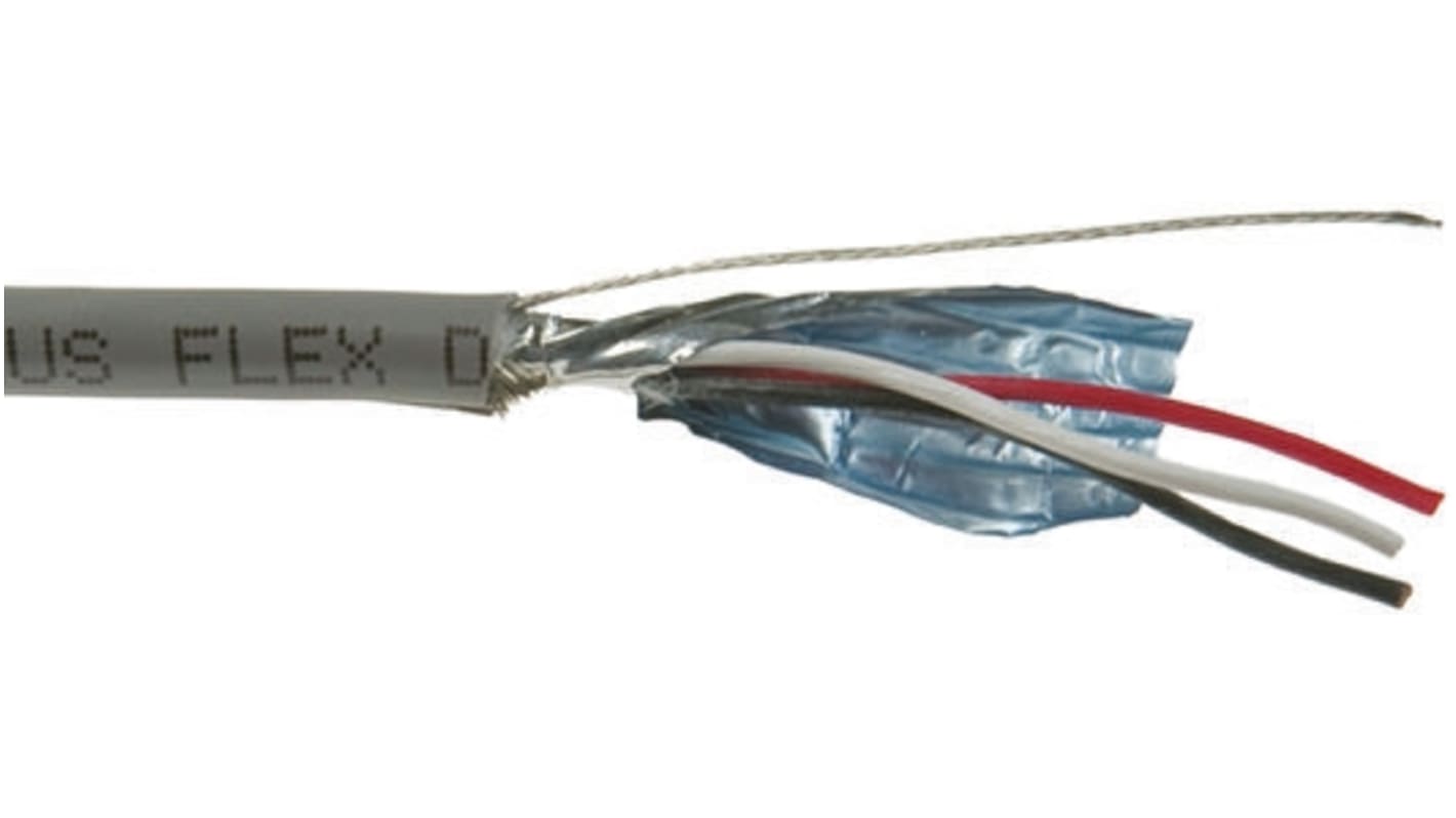 Alpha Wire Multicore Industrial Cable, 0.2 mm², 3 Cores, 24 AWG, Screened, 30m, Grey Sheath