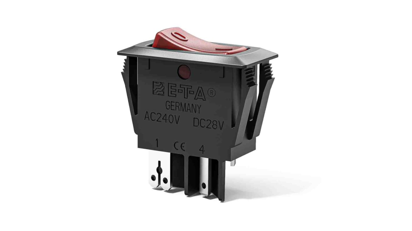 ETA Thermal Circuit Breaker - 1410-F Single Pole 240V Voltage Rating Panel Mount, 1A Current Rating
