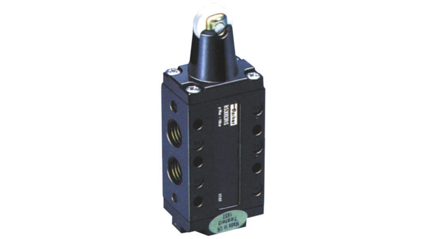 Parker Roller 5/2 Pneumatic Manual Control Valve B53 Series, G 1/4, 1/4in, III B