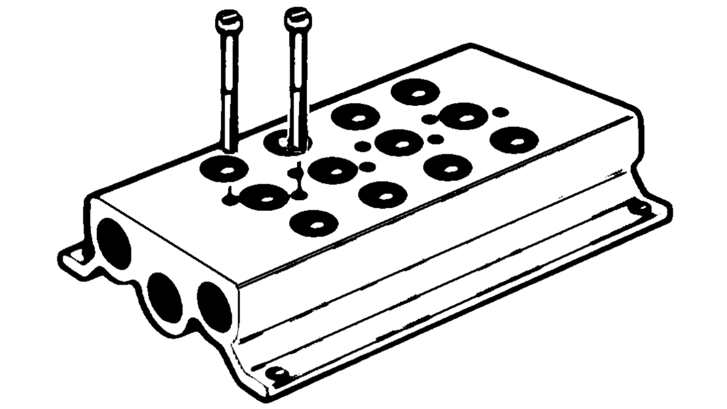 Parker Serie P2LA Pneumatik Anschlussplatte, 4-Stationen, Anschluss G3/8