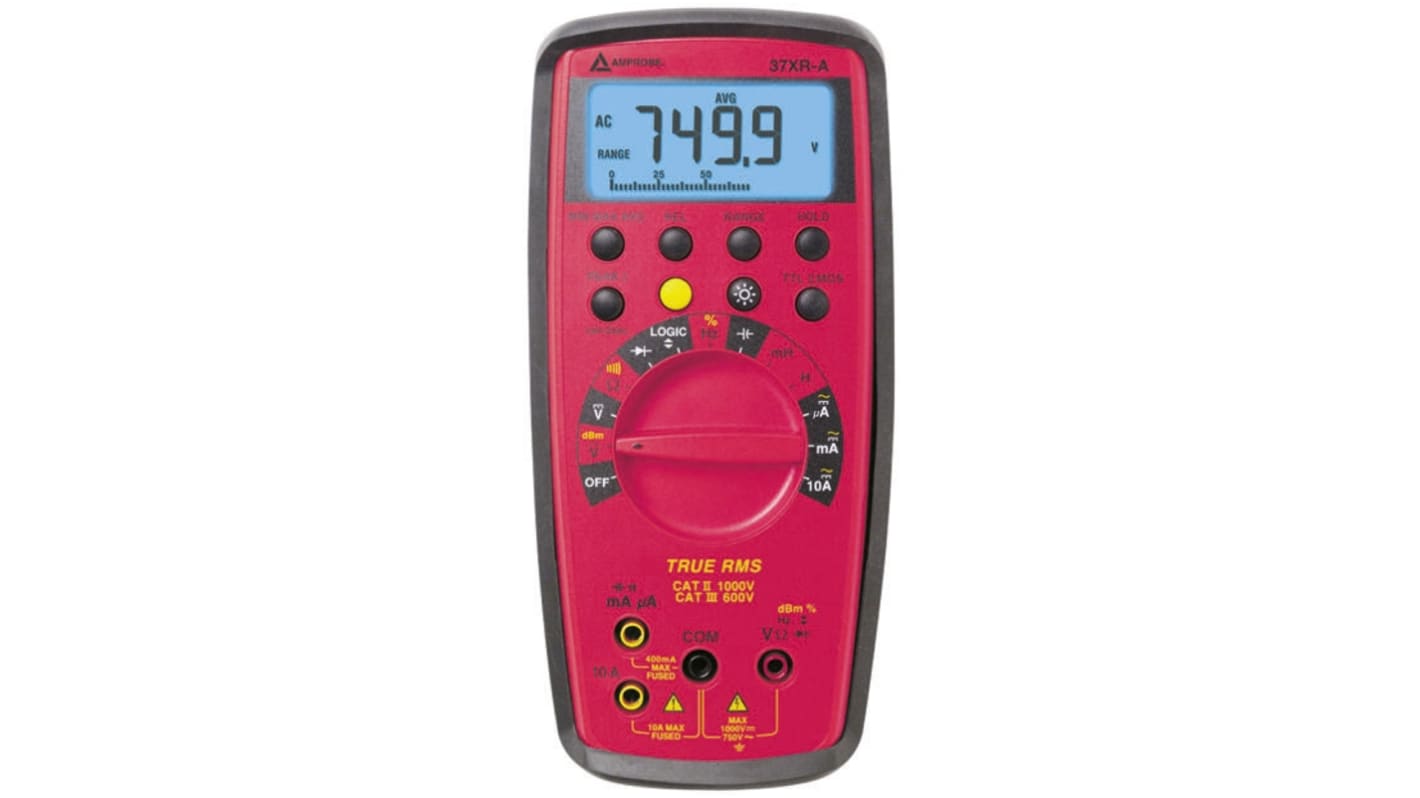 Amprobe 37XRA Handheld Digital Multimeter, True RMS, 10A ac Max, 10A dc Max, 750V ac Max - RS Calibrated