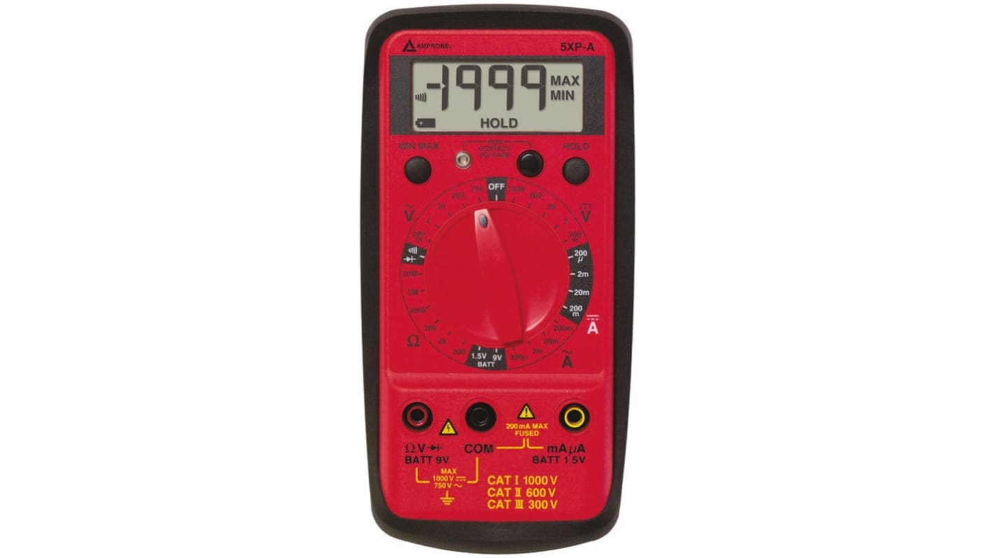 Amprobe 5XPA Handheld Digital Multimeter, 200mA ac Max, 200mA dc Max, 600V ac Max - RS Calibrated