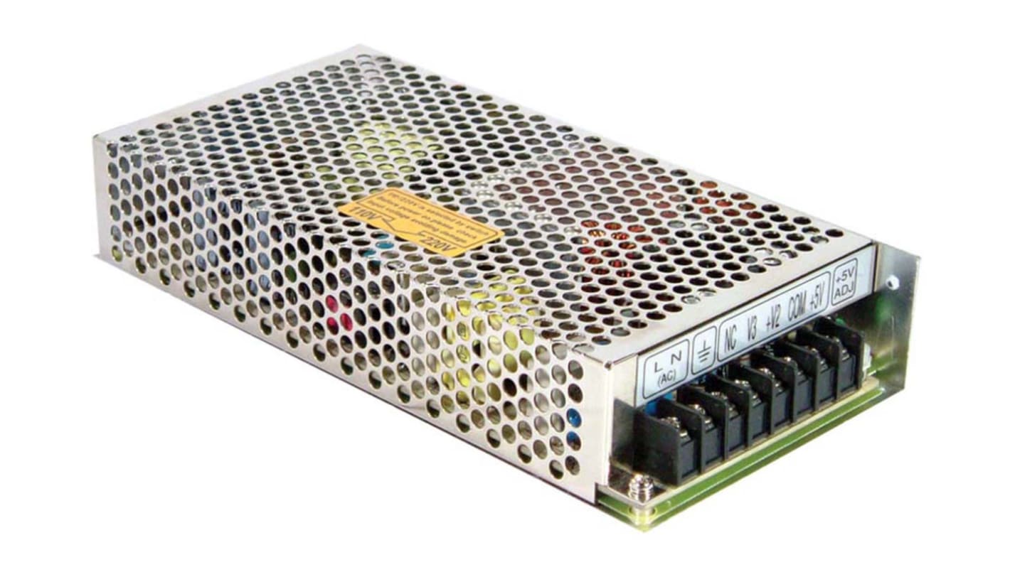 MEAN WELL 80.7W开关电源, ±5 V dc, ±12 V dc, 3.1 A, 7 A, 500mA, 4路输出, 底盘安装