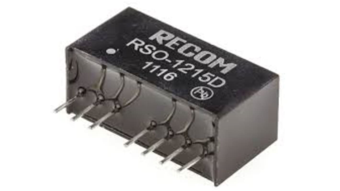 Recom RSO DC/DC-Wandler 1W 12 V dc IN, ±15V dc OUT / ±34mA Durchsteckmontage 500V ac isoliert