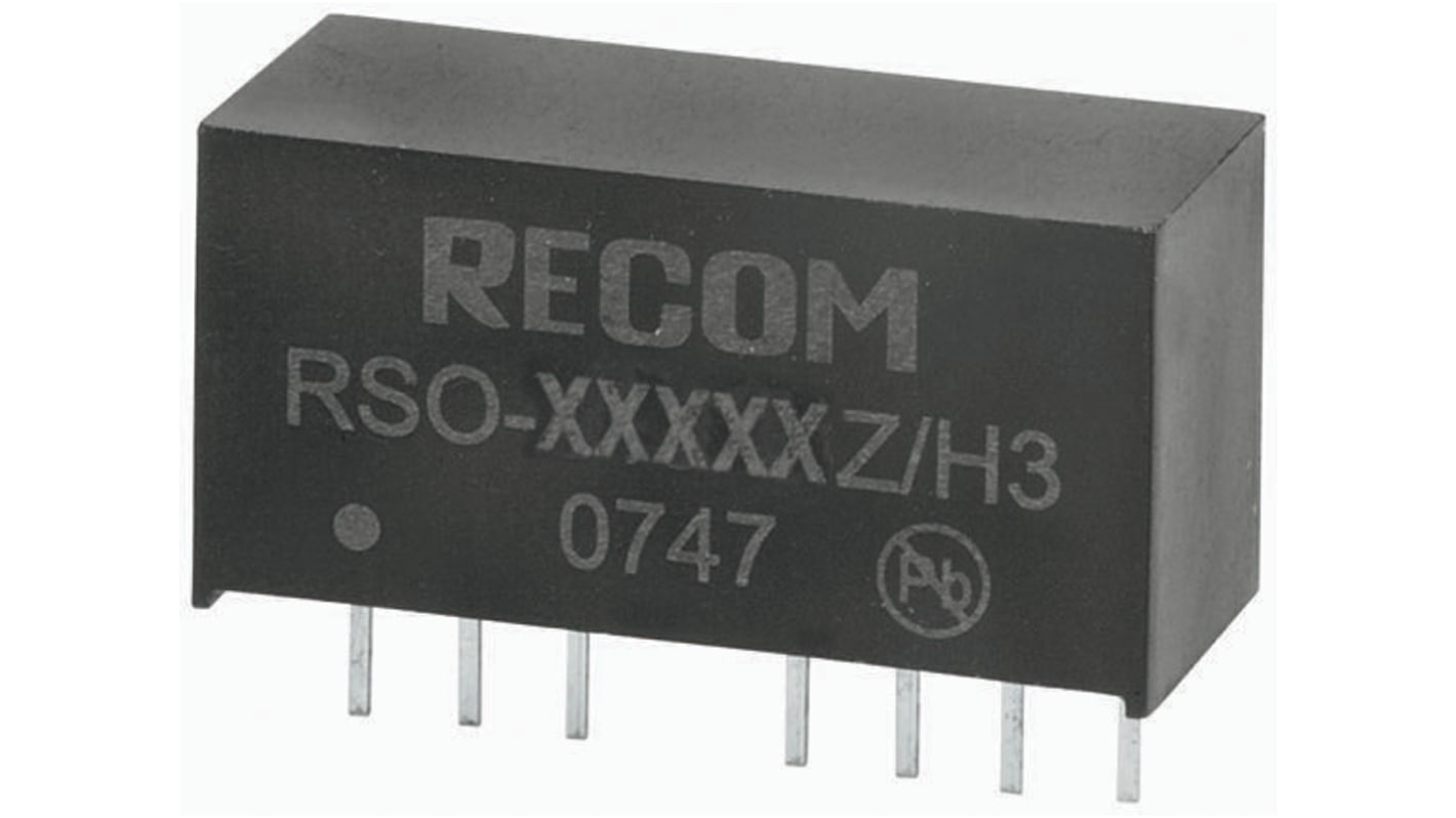 Recom RSO DC/DC-Wandler 1W 12 V dc IN, 15V dc OUT / 67mA Durchsteckmontage 1kV dc isoliert