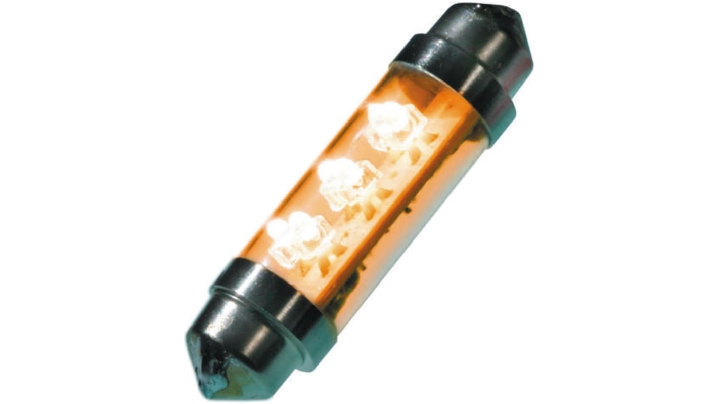 JKL Components LED汽车灯泡, 12 V 直流, 黄色, Φ10.5mm, 尖浪形
