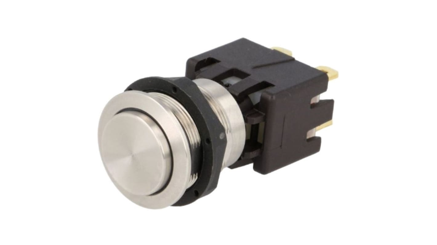 Schurter MSM LA 19 Series Push Button Switch, Latching, Panel Mount, 19mm Cutout, DPDT, 125/250V ac, IP64
