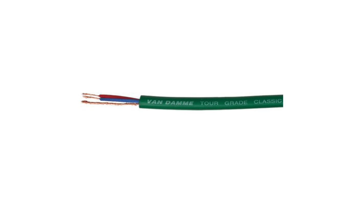 Van Damme Microphone Cable, 0.22 mm² CSA Screened, 6.35mm od, 100m, Green