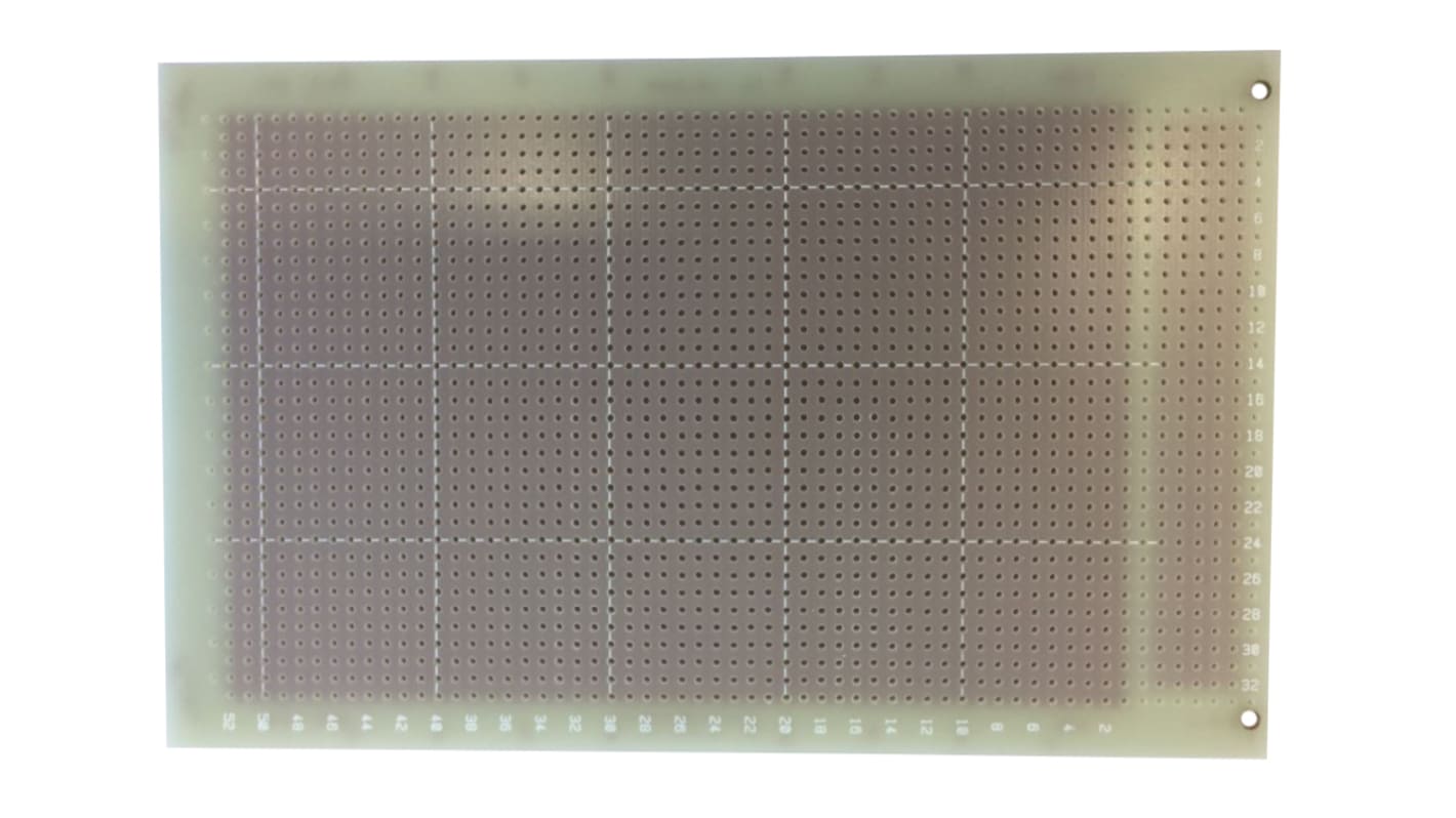 Vero Technologies 条板, 单面, 环氧玻纤层压板基材, 2.54 x 2.54mm孔间距, 尺寸160 x 100 x 1.6mm
