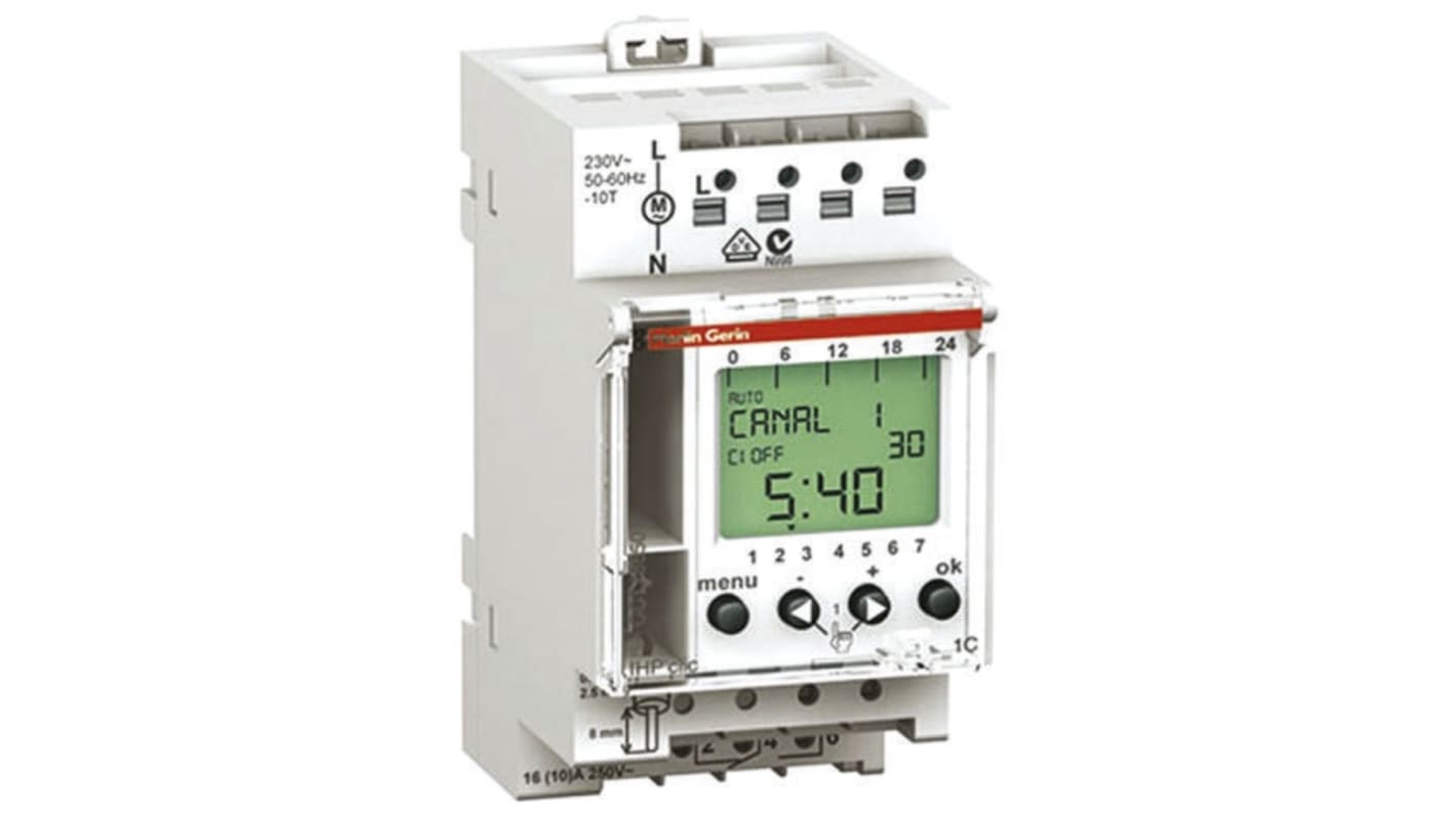 2 Channel Digital DIN Rail Time Switch Measures Minutes, 250 V ac